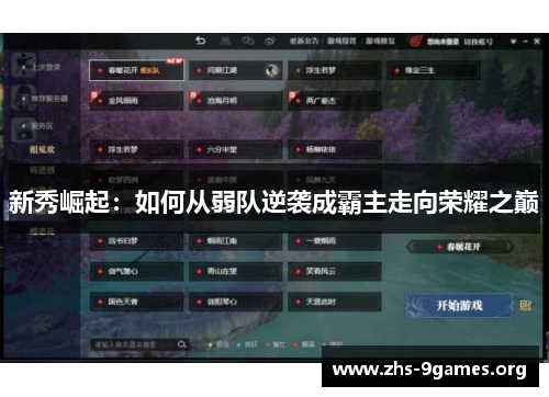 新秀崛起：如何从弱队逆袭成霸主走向荣耀之巅
