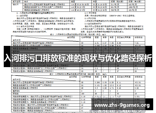 入河排污口排放标准的现状与优化路径探析